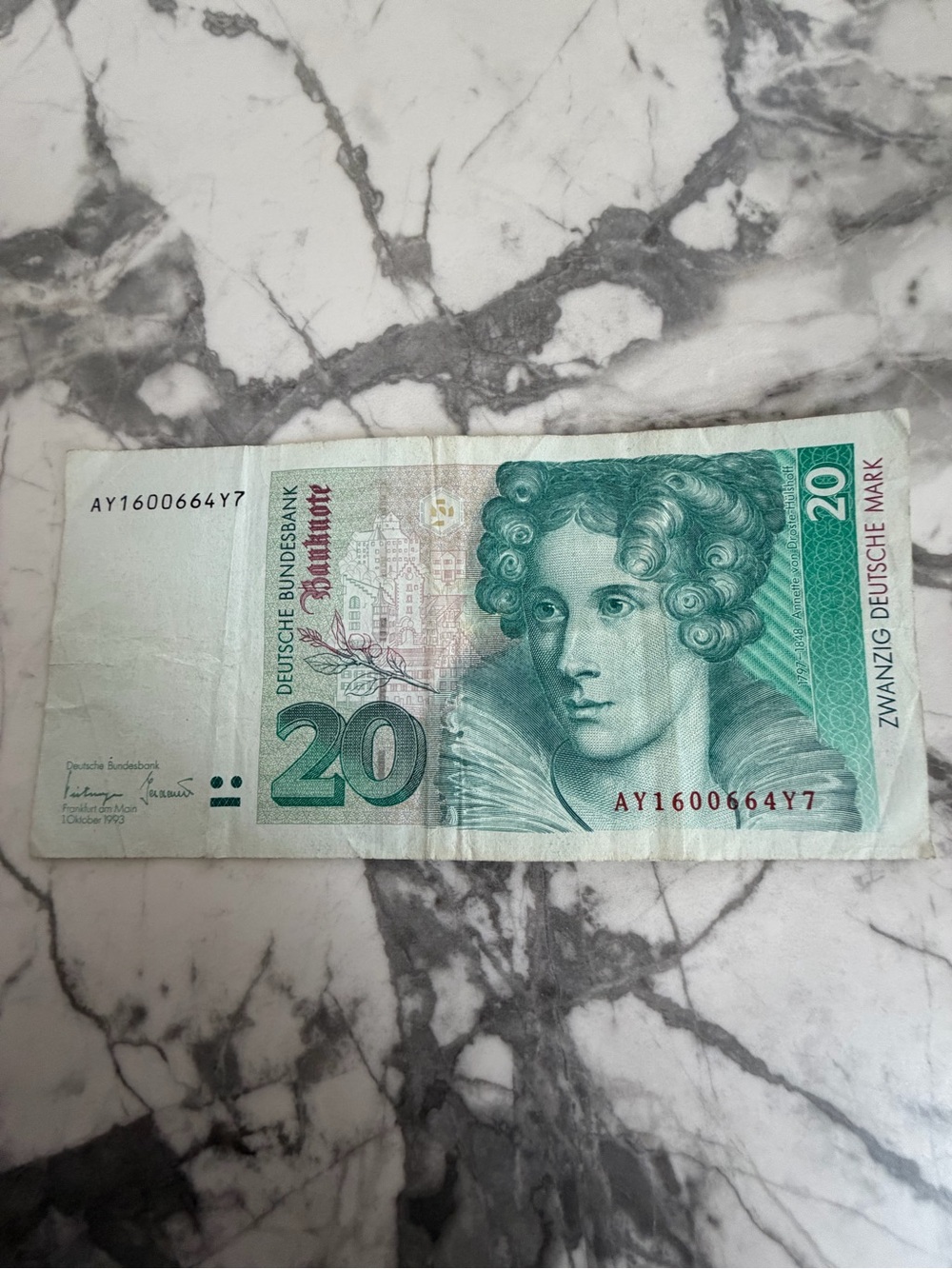 German 20 Deutsche Mark Banknote, 1993